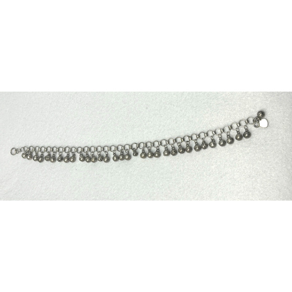 VTG Sterling Silver HONG KONG Jingle Bell Ball 10" Anklet Bracelet Boho Dance - Picture 1 of 7